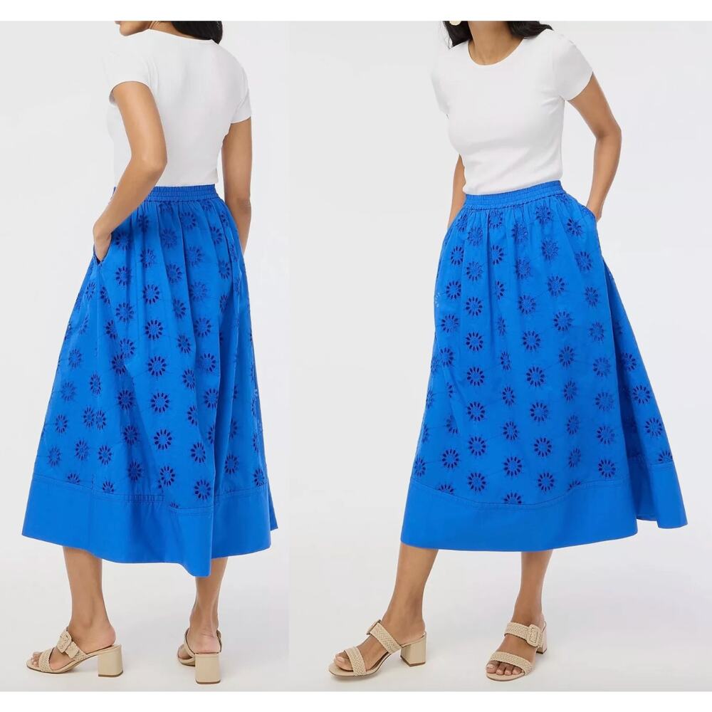 Blue Floral Midi Skirt